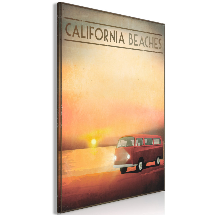 Canvas Print Californian beach with VW retro - landscape of the sunset over the sea 123607 additionalImage 2