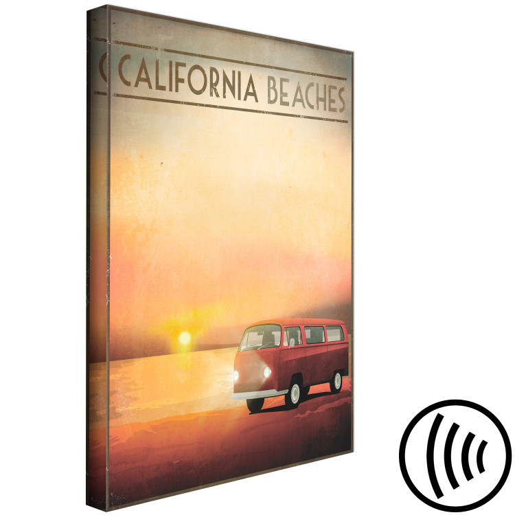 Canvas Print Californian beach with VW retro - landscape of the sunset over the sea 123607 additionalImage 6