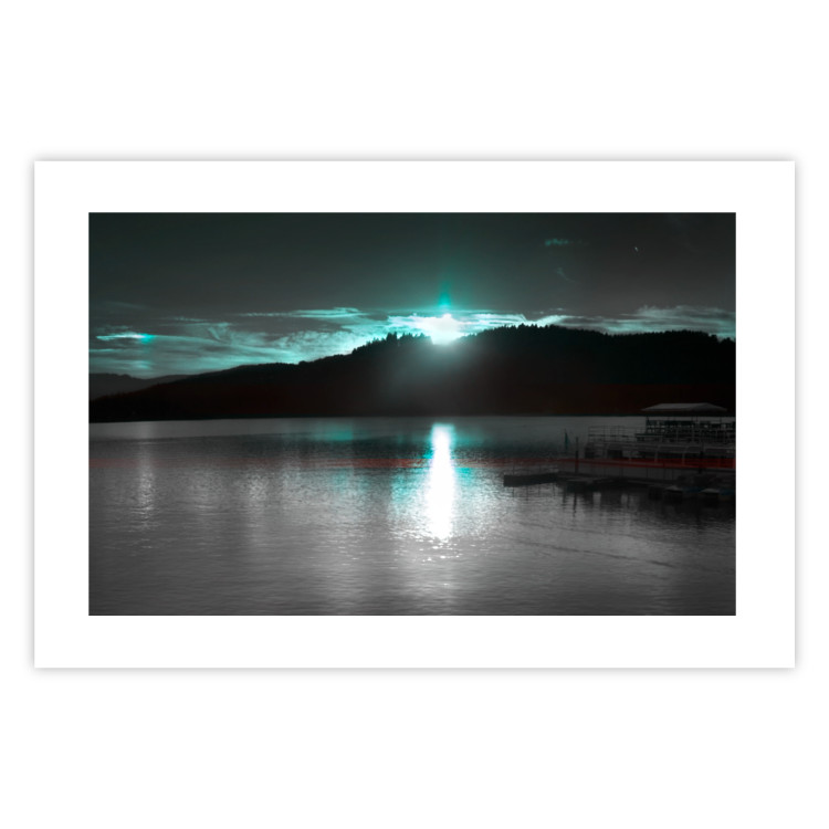 Poster January Night - lake landscape with blue moon in the sky 124507 additionalImage 14