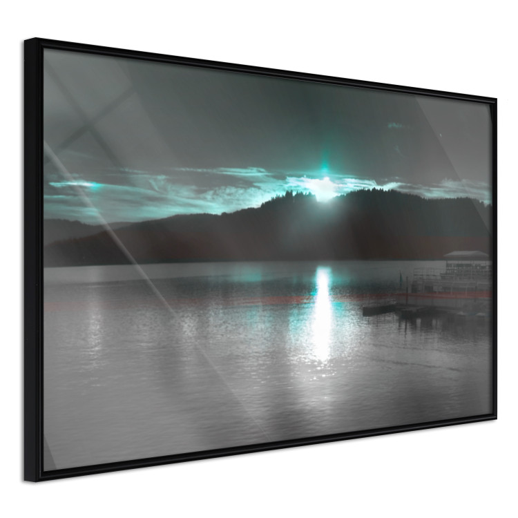Poster January Night - lake landscape with blue moon in the sky 124507 additionalImage 10