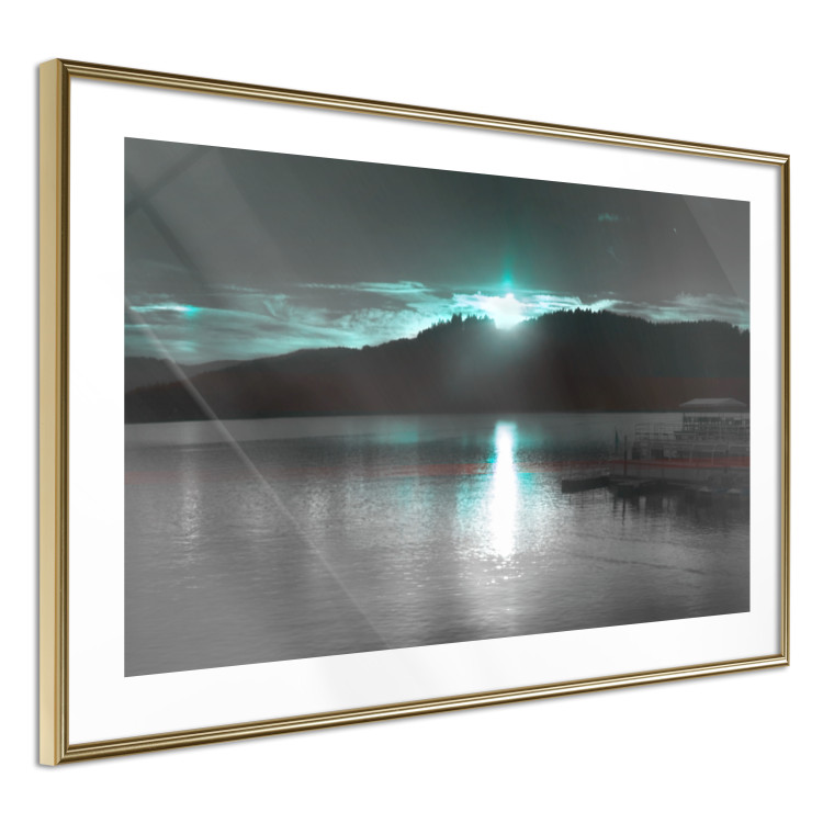Poster January Night - lake landscape with blue moon in the sky 124507 additionalImage 6