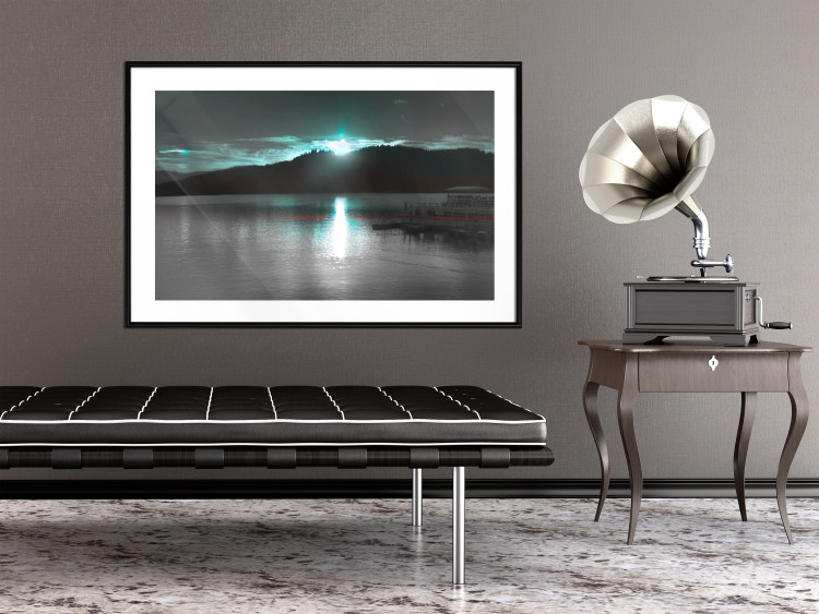 Poster January Night - lake landscape with blue moon in the sky 124507 additionalImage 4