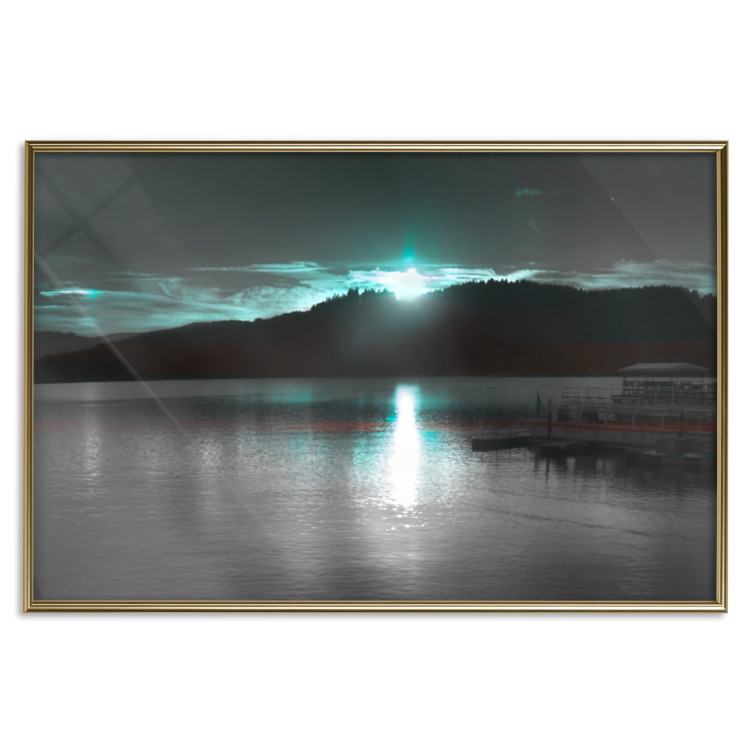Poster January Night - lake landscape with blue moon in the sky 124507 additionalImage 16