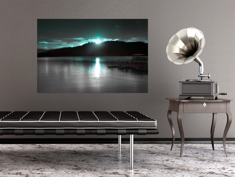 Poster January Night - lake landscape with blue moon in the sky 124507 additionalImage 18