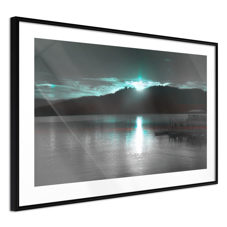 Poster January Night - lake landscape with blue moon in the sky 124507 additionalImage 11