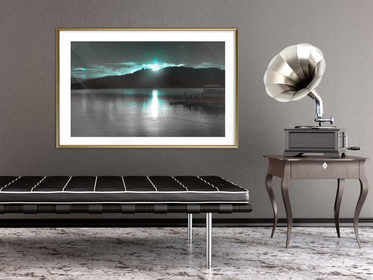 Poster January Night - lake landscape with blue moon in the sky 124507 additionalImage 13