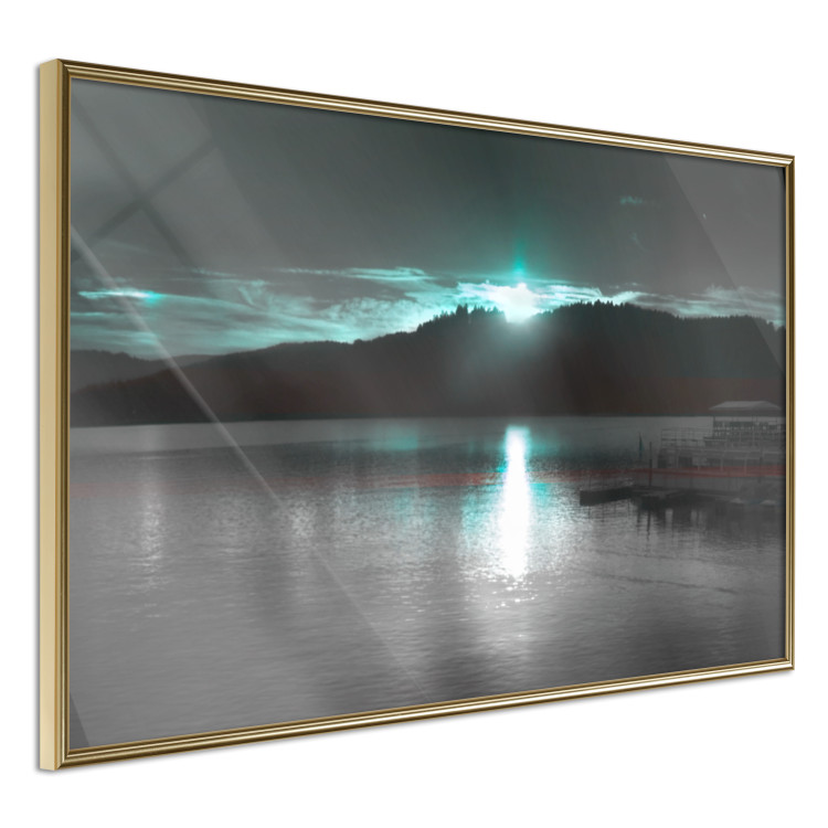 Poster January Night - lake landscape with blue moon in the sky 124507 additionalImage 12