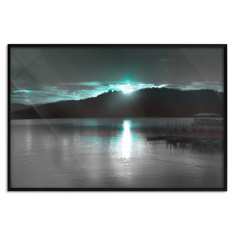 Poster January Night - lake landscape with blue moon in the sky 124507 additionalImage 15