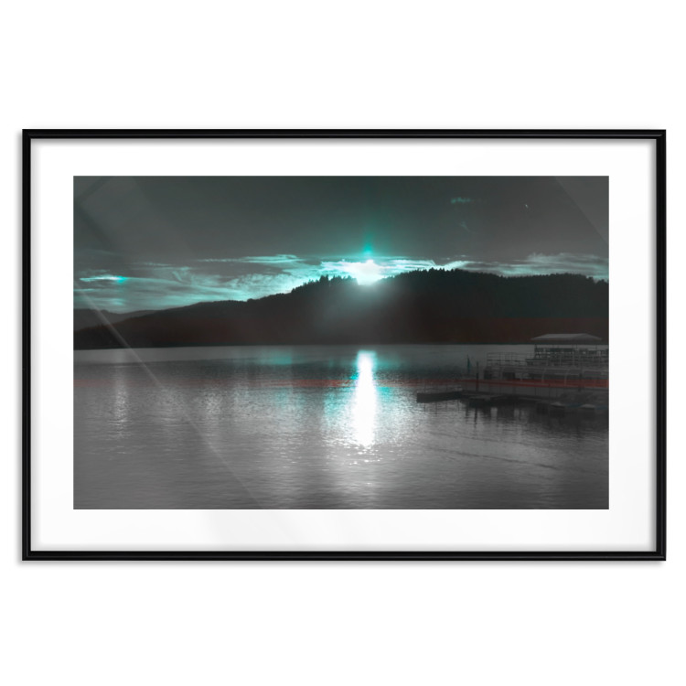 Poster January Night - lake landscape with blue moon in the sky 124507 additionalImage 19