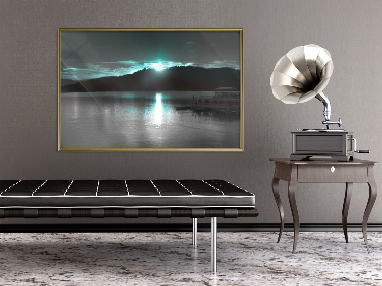 Poster January Night - lake landscape with blue moon in the sky 124507 additionalImage 5