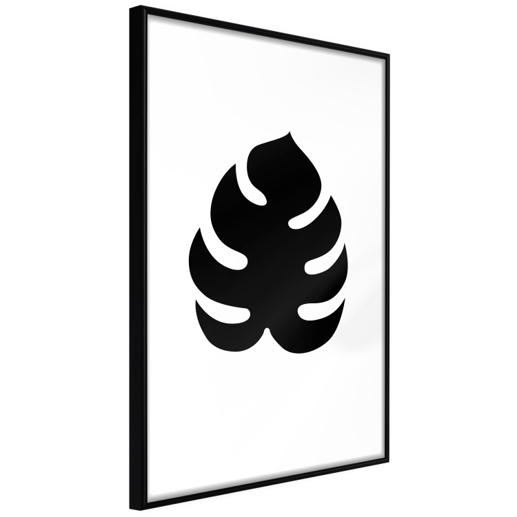 Poster Black Monstera - black tropical leaf on a contrasting white background 125107 additionalImage 11