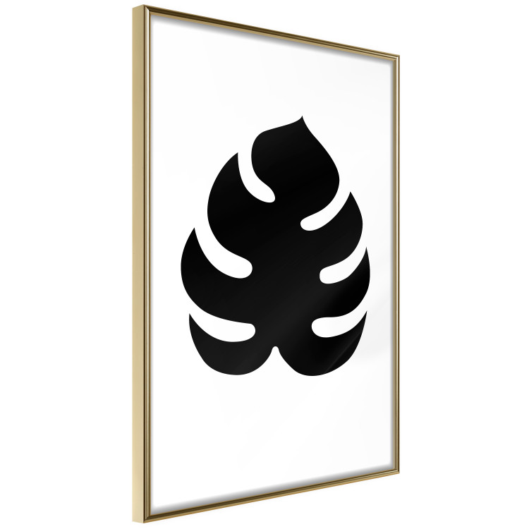 Poster Black Monstera - black tropical leaf on a contrasting white background 125107 additionalImage 12