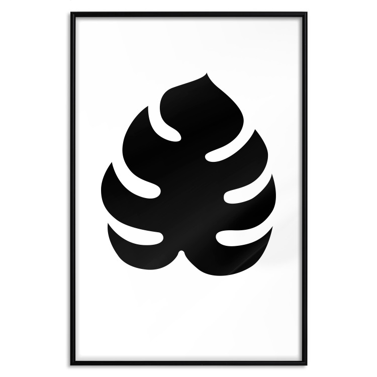 Poster Black Monstera - black tropical leaf on a contrasting white background 125107 additionalImage 18
