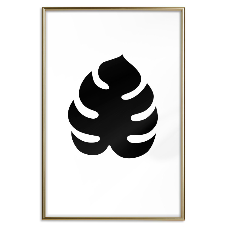 Poster Black Monstera - black tropical leaf on a contrasting white background 125107 additionalImage 14
