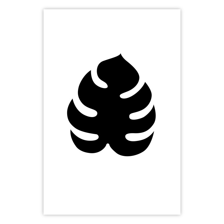 Poster Black Monstera - black tropical leaf on a contrasting white background 125107 additionalImage 19