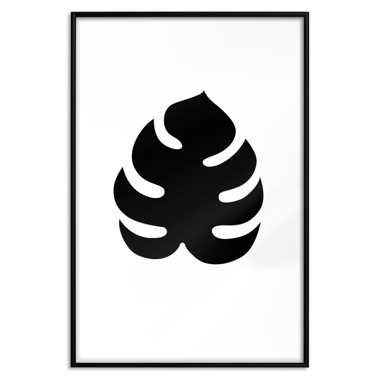 Poster Black Monstera - black tropical leaf on a contrasting white background 125107 additionalImage 15