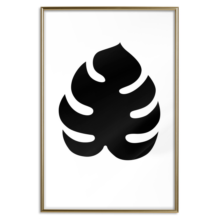 Poster Black Monstera - black tropical leaf on a contrasting white background 125107 additionalImage 16