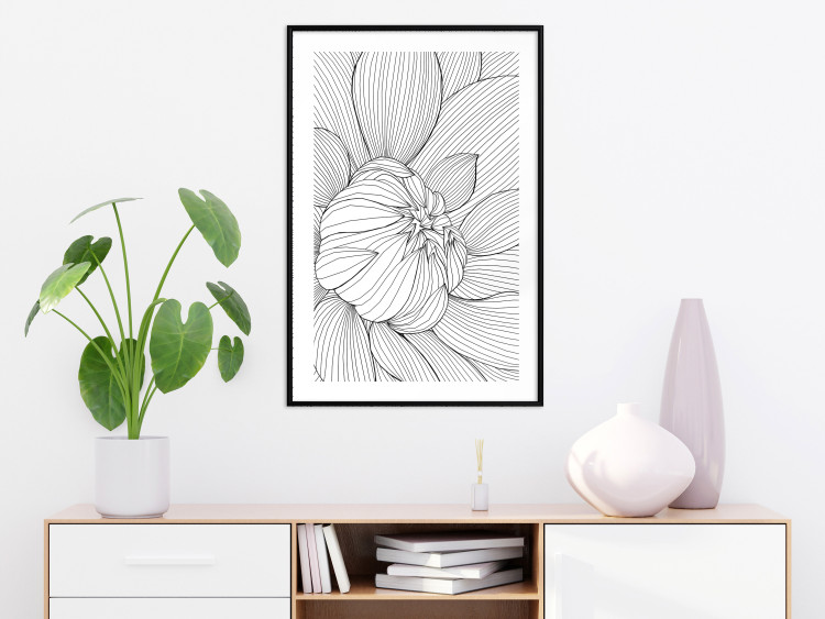 Poster Flower Line - abstract black line art of plant on white background 128407 additionalImage 23