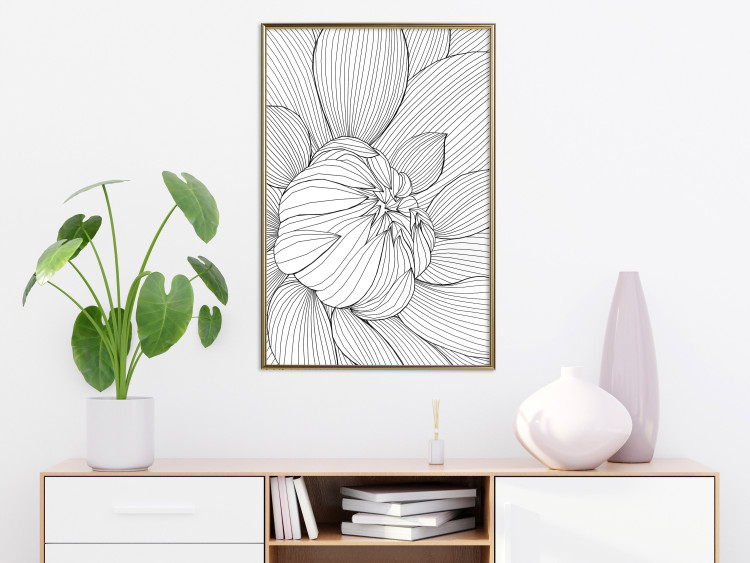 Poster Flower Line - abstract black line art of plant on white background 128407 additionalImage 7