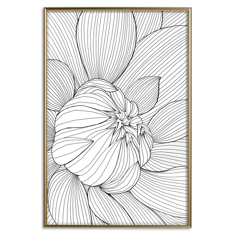 Poster Flower Line - abstract black line art of plant on white background 128407 additionalImage 21
