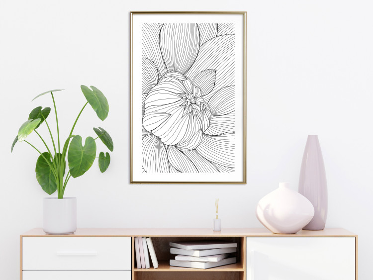 Poster Flower Line - abstract black line art of plant on white background 128407 additionalImage 15
