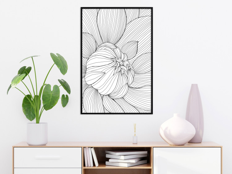 Poster Flower Line - abstract black line art of plant on white background 128407 additionalImage 6