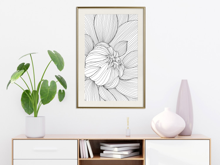 Poster Flower Line - abstract black line art of plant on white background 128407 additionalImage 22