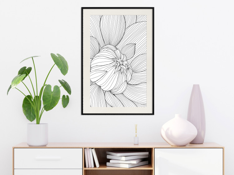 Poster Flower Line - abstract black line art of plant on white background 128407 additionalImage 24
