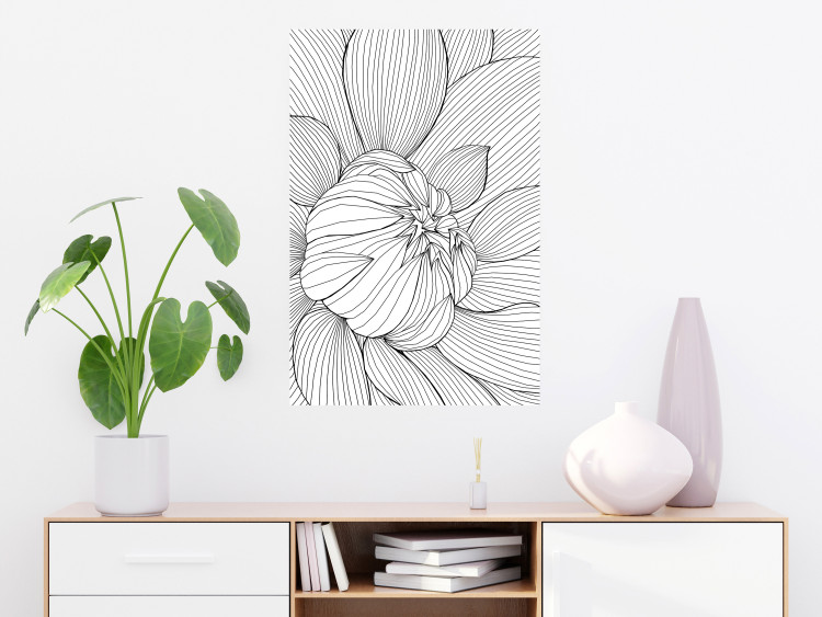 Poster Flower Line - abstract black line art of plant on white background 128407 additionalImage 4