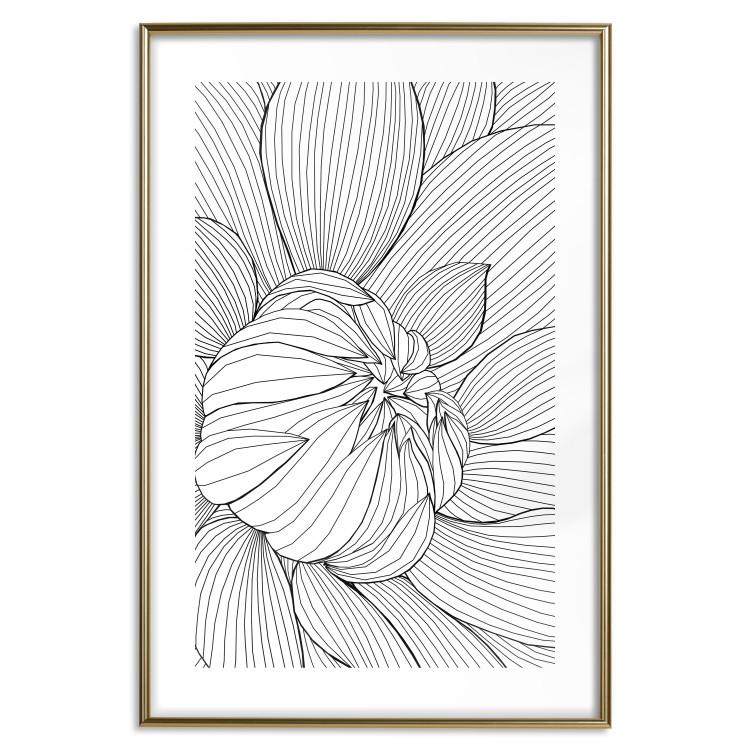 Poster Flower Line - abstract black line art of plant on white background 128407 additionalImage 16