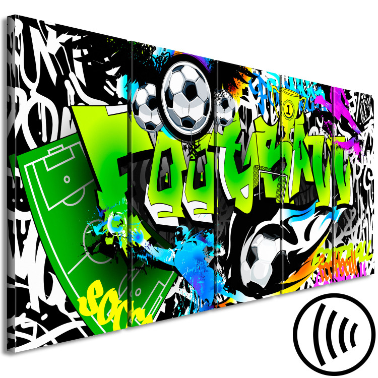 Canvas Soccer Graffiti (5-part) narrow - ball in street art style 129407 additionalImage 6