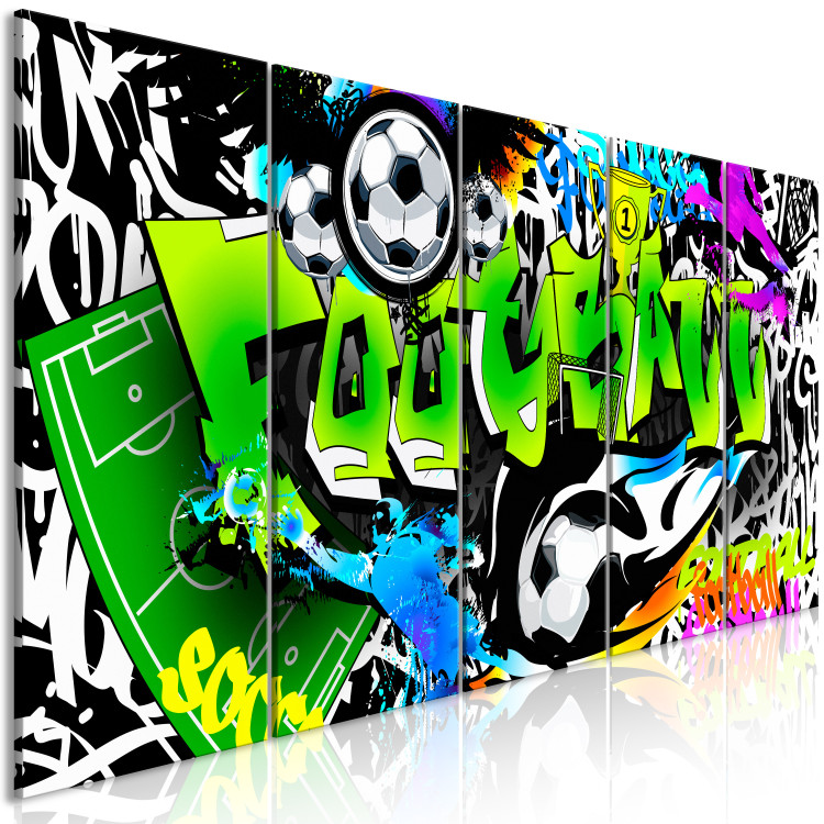 Canvas Soccer Graffiti (5-part) narrow - ball in street art style 129407 additionalImage 2