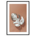 Poster Sunny Keepsake - silver monstera leaf on a uniform light background 129507 additionalThumb 17