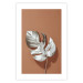 Poster Sunny Keepsake - silver monstera leaf on a uniform light background 129507 additionalThumb 25