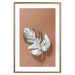 Poster Sunny Keepsake - silver monstera leaf on a uniform light background 129507 additionalThumb 14