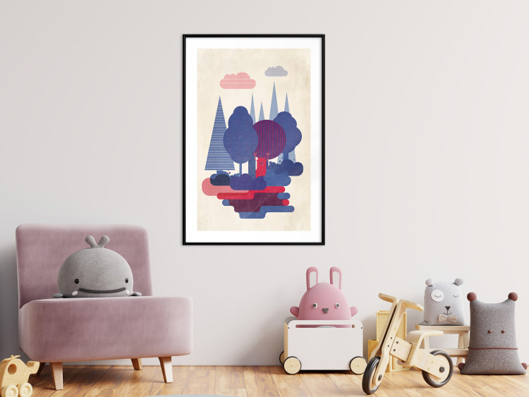 Poster Forest Dwellers - abstract colorful forest with figures and a funny character 129907 additionalImage 18