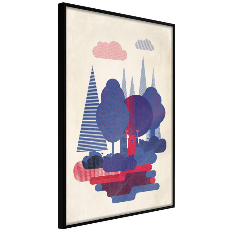 Poster Forest Dwellers - abstract colorful forest with figures and a funny character 129907 additionalImage 2
