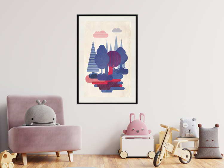 Poster Forest Dwellers - abstract colorful forest with figures and a funny character 129907 additionalImage 24