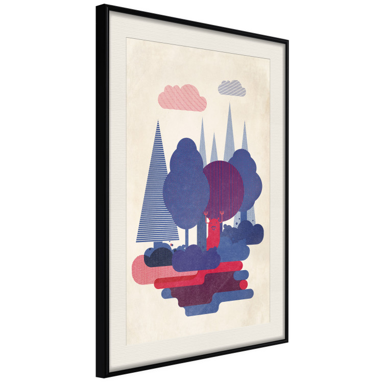 Poster Forest Dwellers - abstract colorful forest with figures and a funny character 129907 additionalImage 13