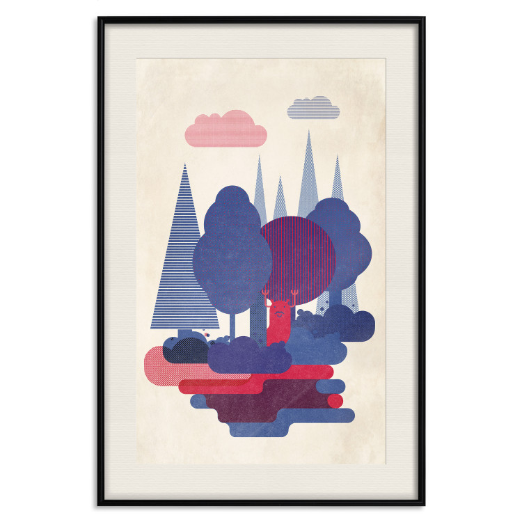 Poster Forest Dwellers - abstract colorful forest with figures and a funny character 129907 additionalImage 19