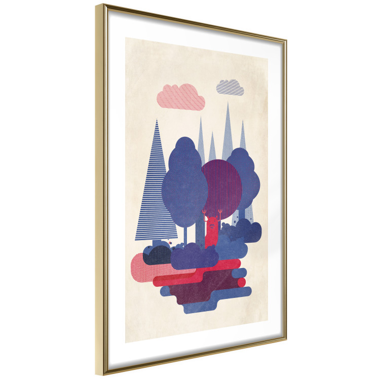 Poster Forest Dwellers - abstract colorful forest with figures and a funny character 129907 additionalImage 6