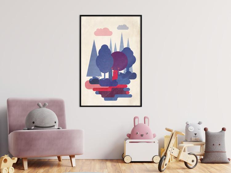 Poster Forest Dwellers - abstract colorful forest with figures and a funny character 129907 additionalImage 10