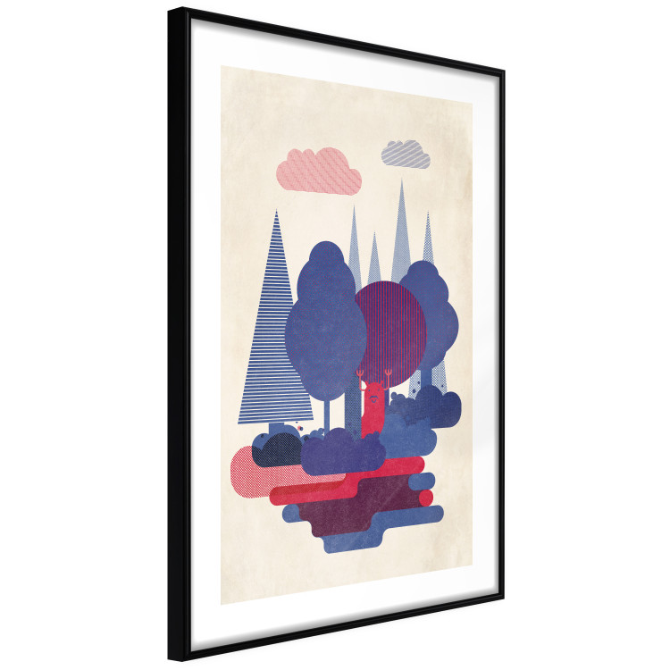 Poster Forest Dwellers - abstract colorful forest with figures and a funny character 129907 additionalImage 3
