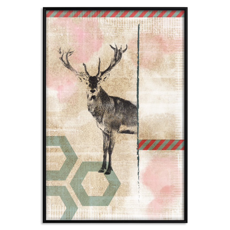 Wall Poster Lost Stag - abstract animal among figures on a light background 131807 additionalImage 16