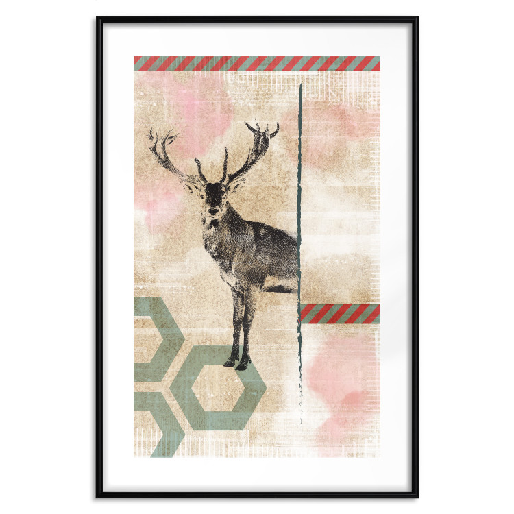 Wall Poster Lost Stag - abstract animal among figures on a light background 131807 additionalImage 15