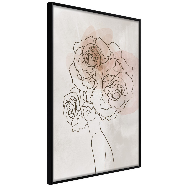 Wall Poster Anna and Roses - abstract black line art of a woman with flowers in her hair 132207 additionalImage 11