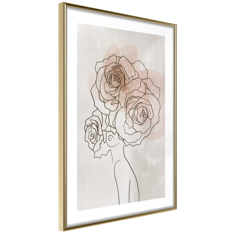 Wall Poster Anna and Roses - abstract black line art of a woman with flowers in her hair 132207 additionalImage 7