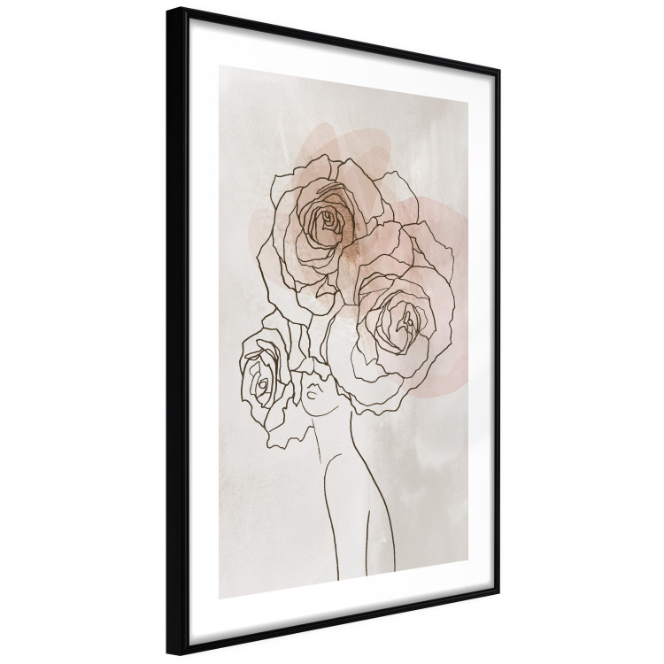 Wall Poster Anna and Roses - abstract black line art of a woman with flowers in her hair 132207 additionalImage 8