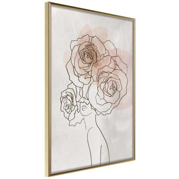 Wall Poster Anna and Roses - abstract black line art of a woman with flowers in her hair 132207 additionalImage 14