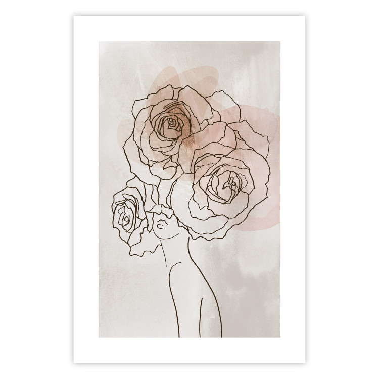 Wall Poster Anna and Roses - abstract black line art of a woman with flowers in her hair 132207 additionalImage 19